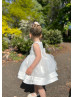 Ivory Organza Diamond Crystals Embellished Flower Girl Dress